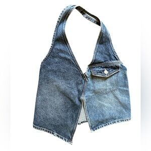 Zara Blue Denim w / gold wash Top NWT